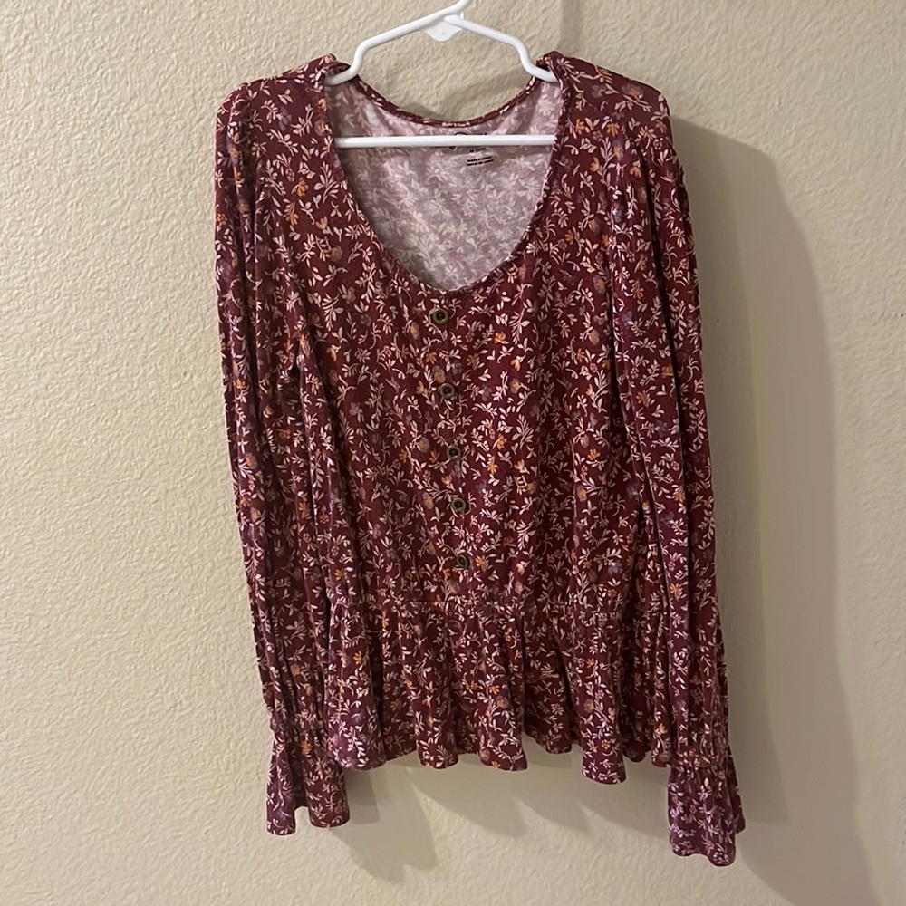 Floral flower maroon art class long sleeve